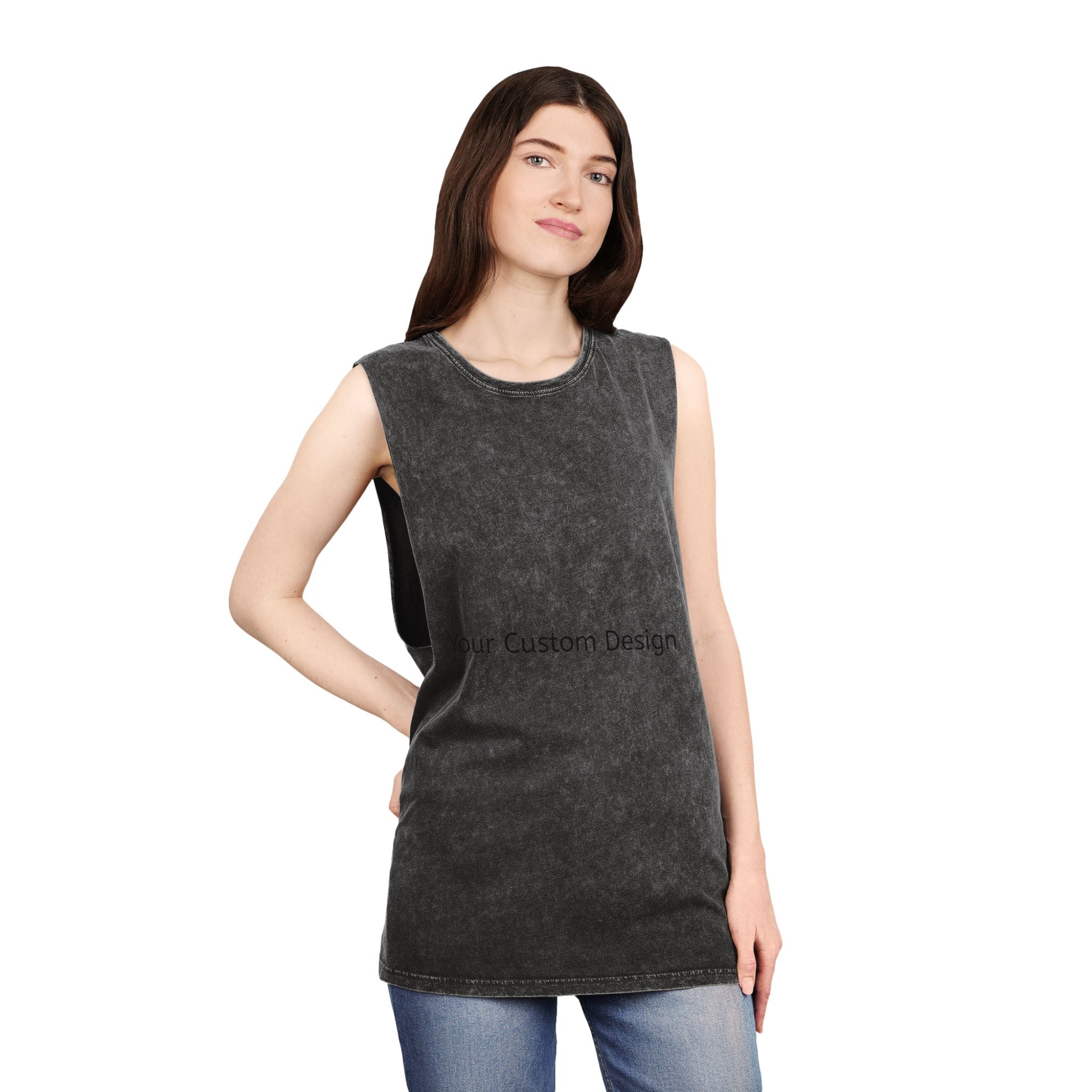 Stonewash Muscle Tank Top — Vintage Black Sleeveless Tee