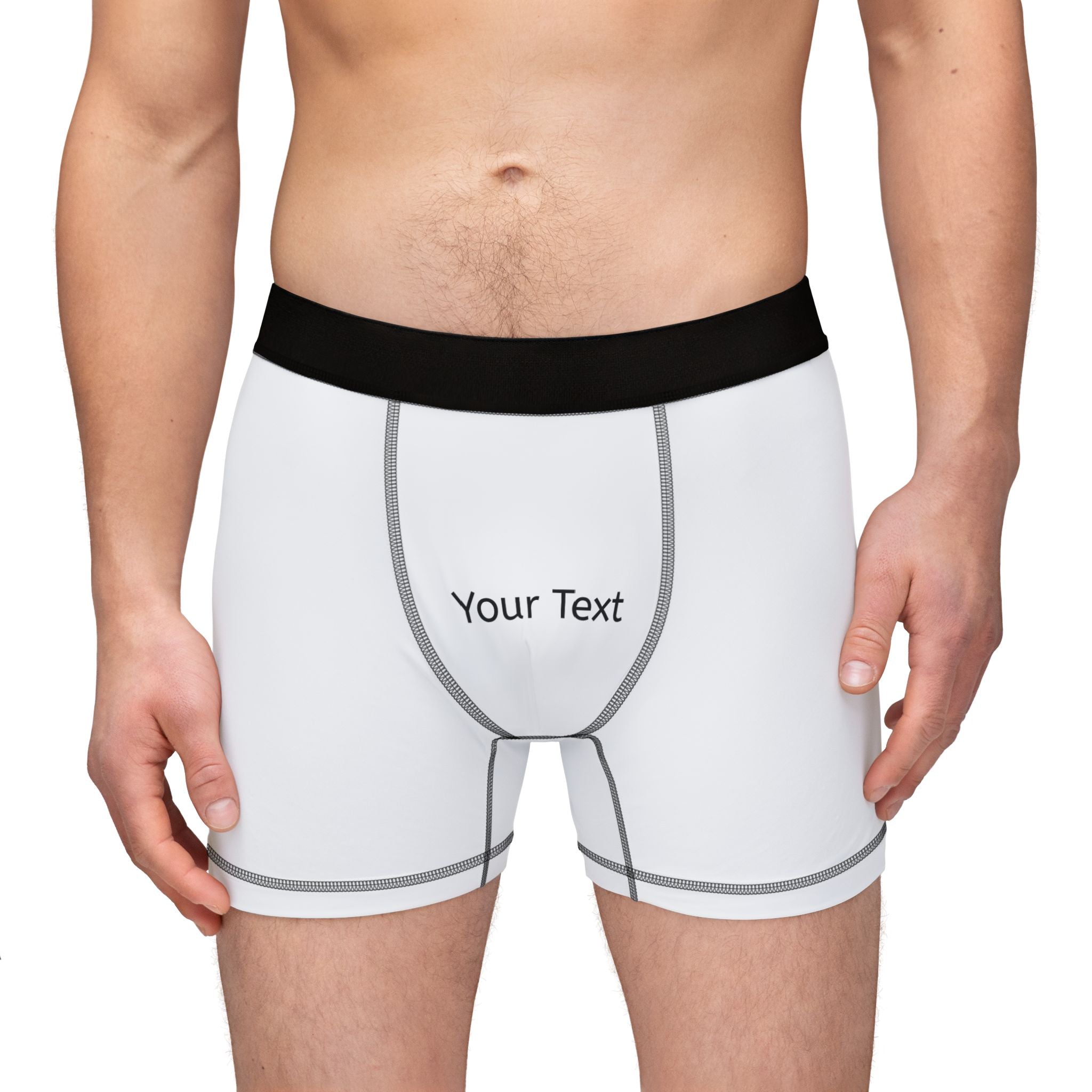 Custom Text Men's Boxer Briefs — Personalized White AOP Underwear