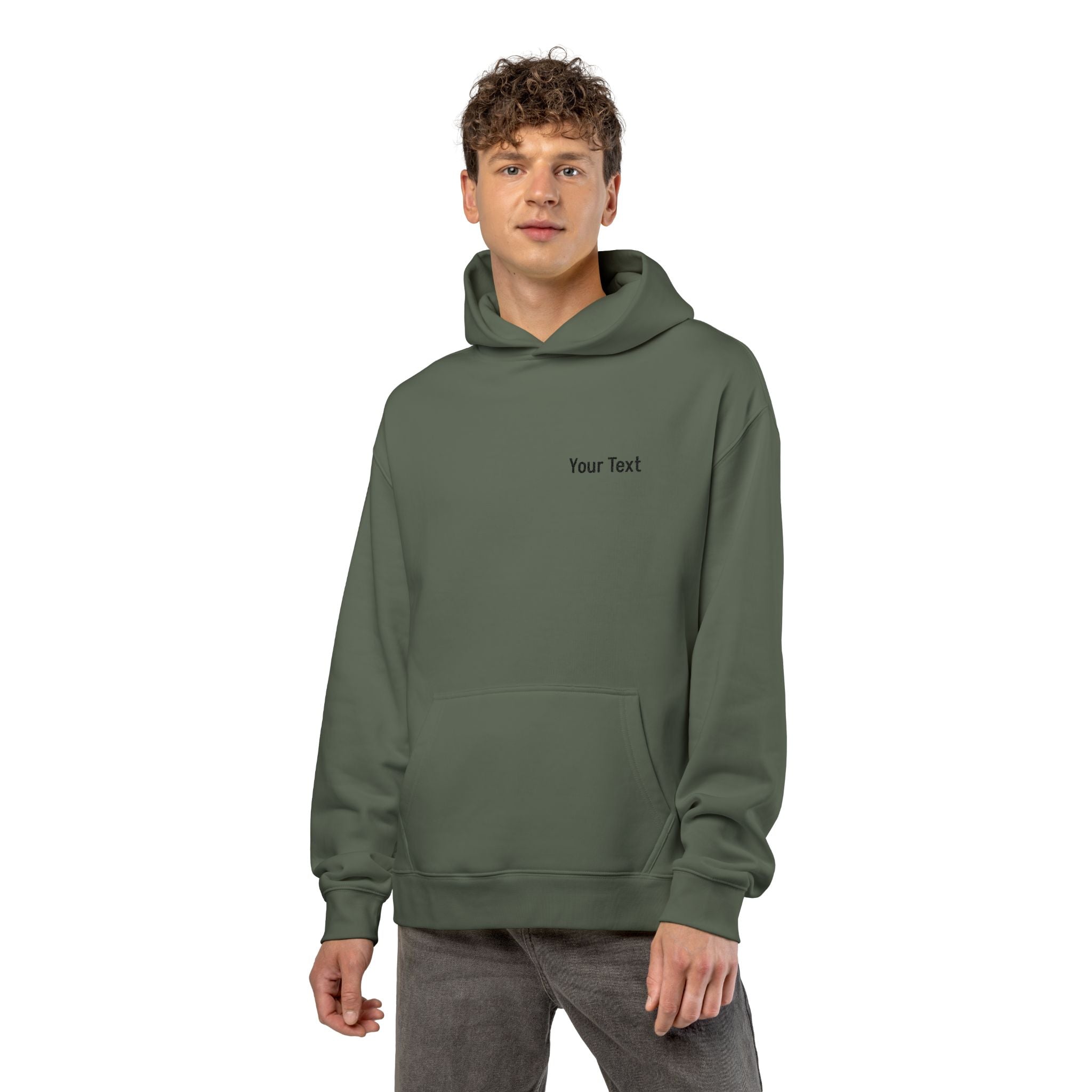 Relaxed Hoodie - Minimal Custom Text Chest Hoodie