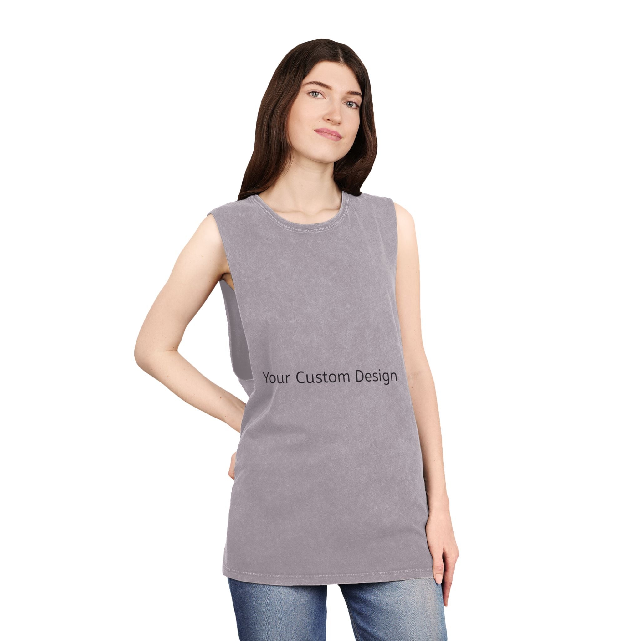 Stonewash Muscle Tank Top — Vintage Black Sleeveless Tee