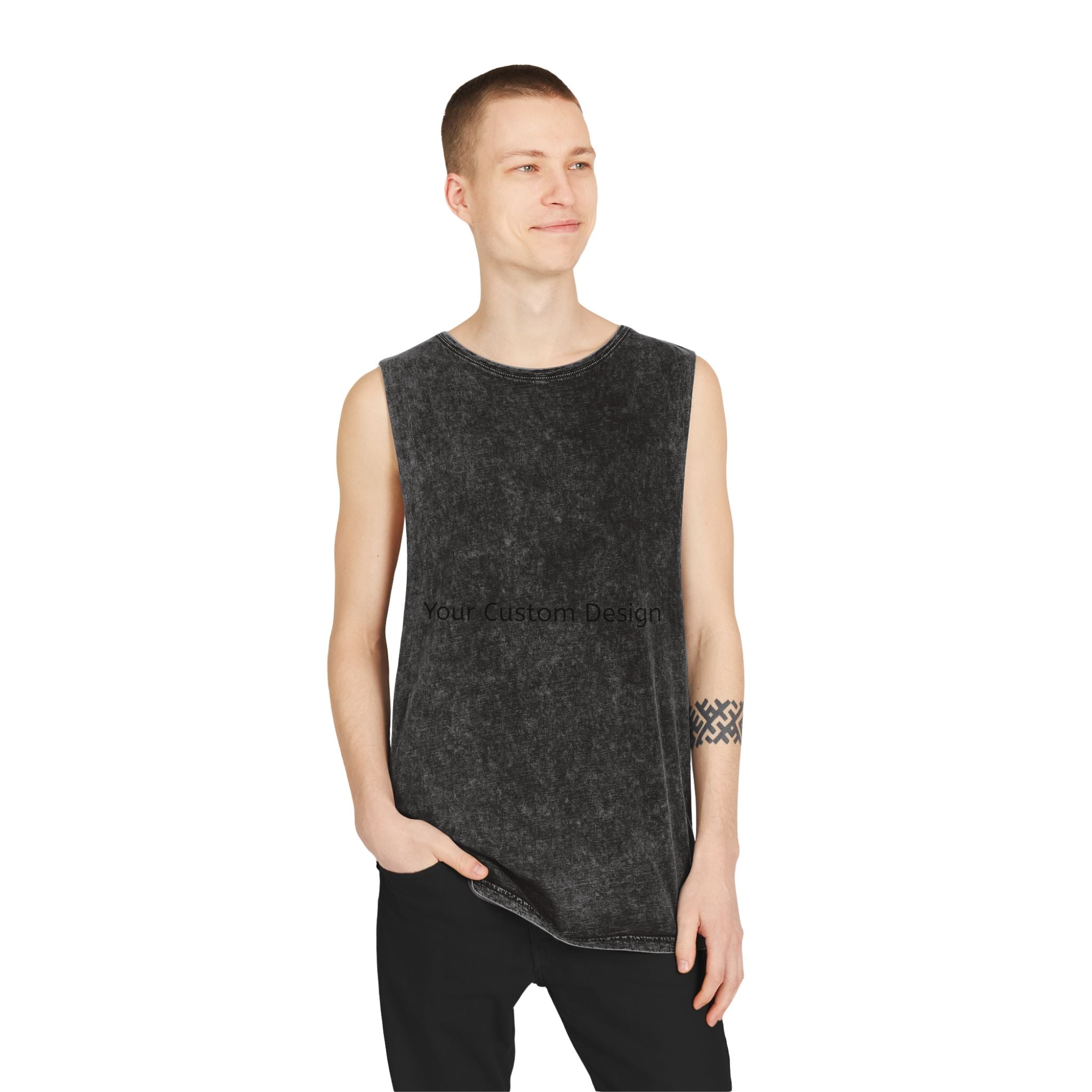 Stonewash Muscle Tank Top — Vintage Black Sleeveless Tee