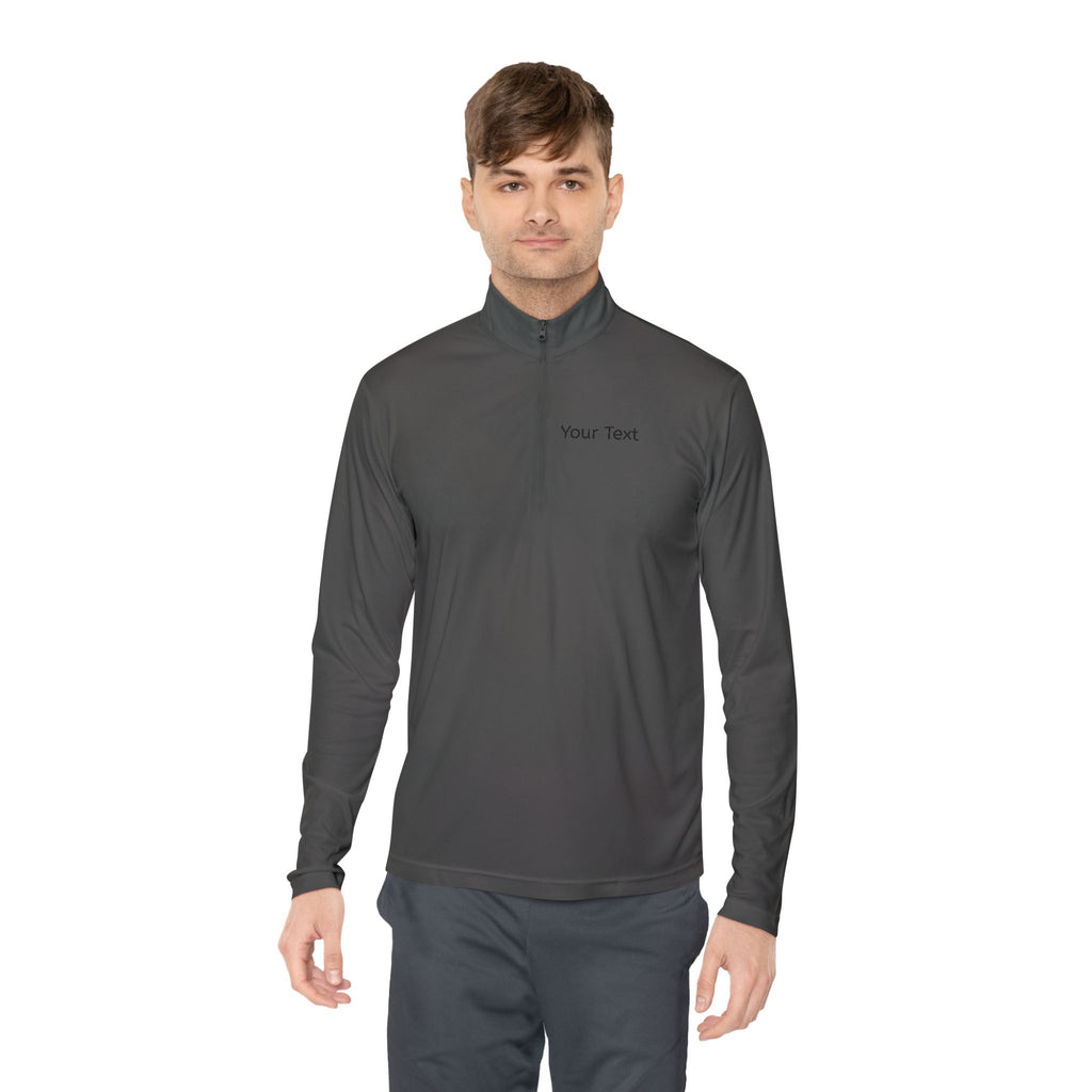Customizable Quarter-Zip Pullover — Minimal 'Your Text' Chest Logo