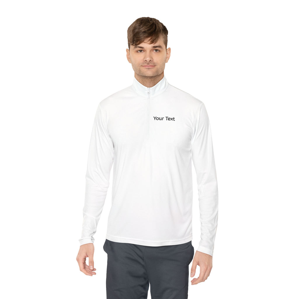 Customizable Quarter-Zip Pullover — Minimal 'Your Text' Chest Logo