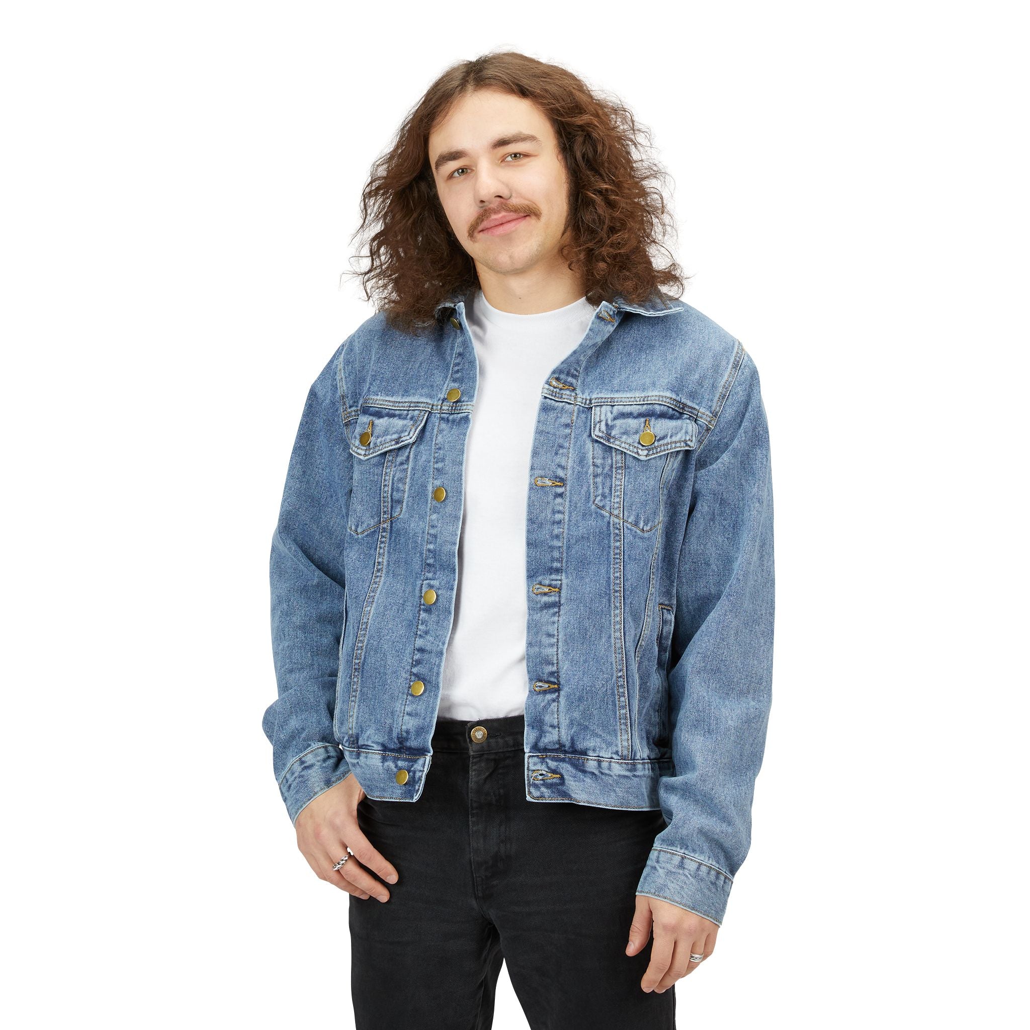Classic Men's Denim Jacket — Light Wash Casual Jean Coat