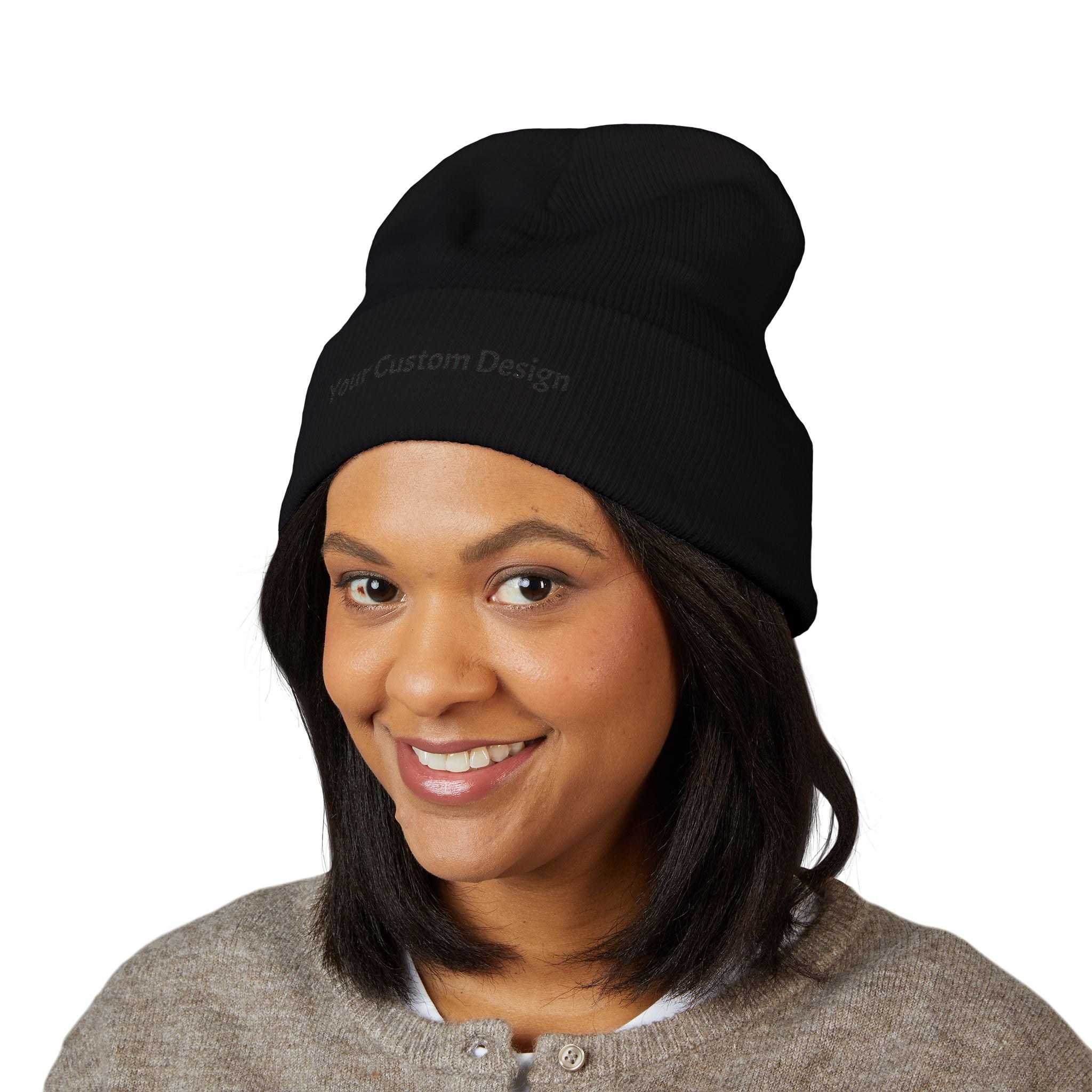 Embroidered Classic Cuffed Beanie — Custom Text Knit Hat
