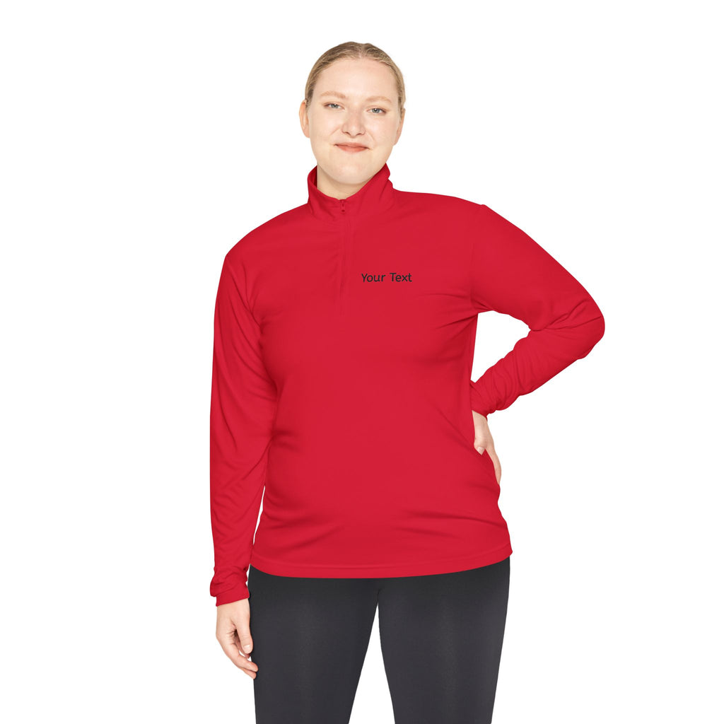 Customizable Quarter-Zip Pullover — Minimal 'Your Text' Chest Logo