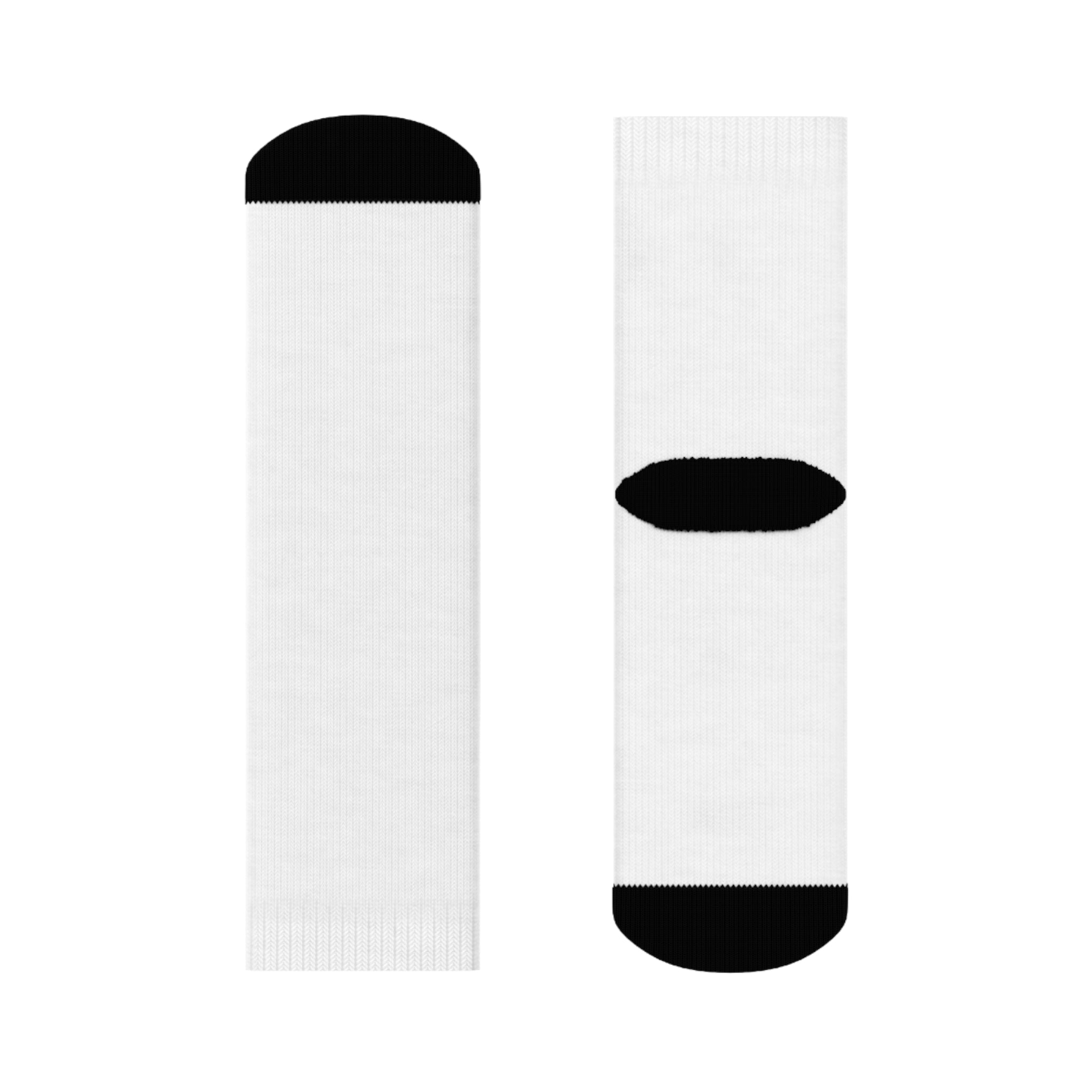 Custom Text Crew Socks — White Socks with Black Heel & Toe
