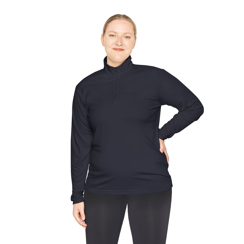 Customizable Quarter-Zip Pullover — Minimal 'Your Text' Chest Logo