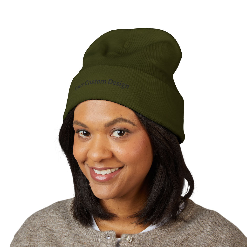 Embroidered Classic Cuffed Beanie — Custom Text Knit Hat