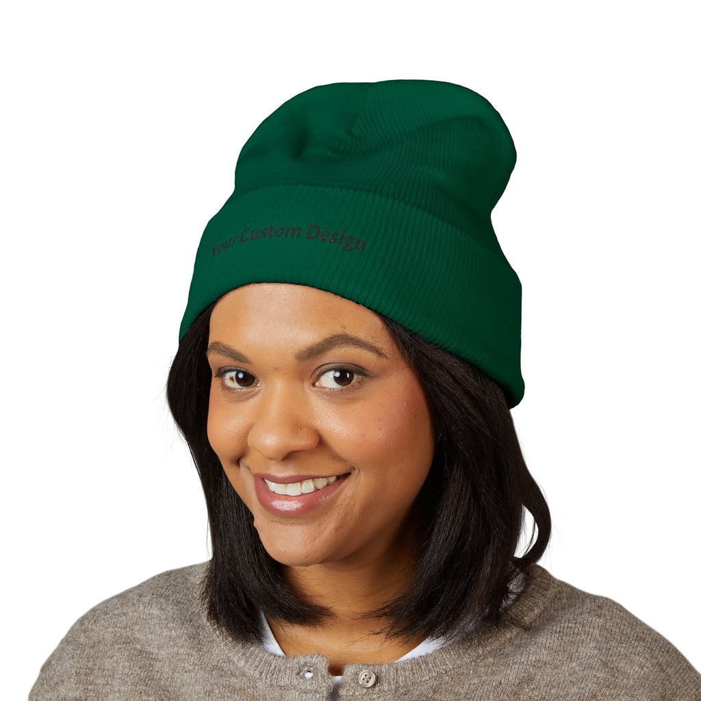 Embroidered Classic Cuffed Beanie — Custom Text Knit Hat