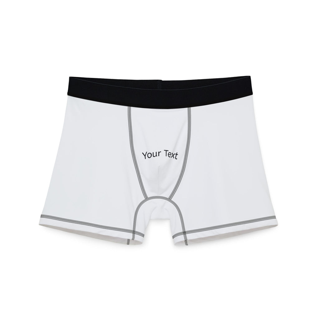 Custom Text Men's Boxer Briefs — Personalized White AOP Underwear