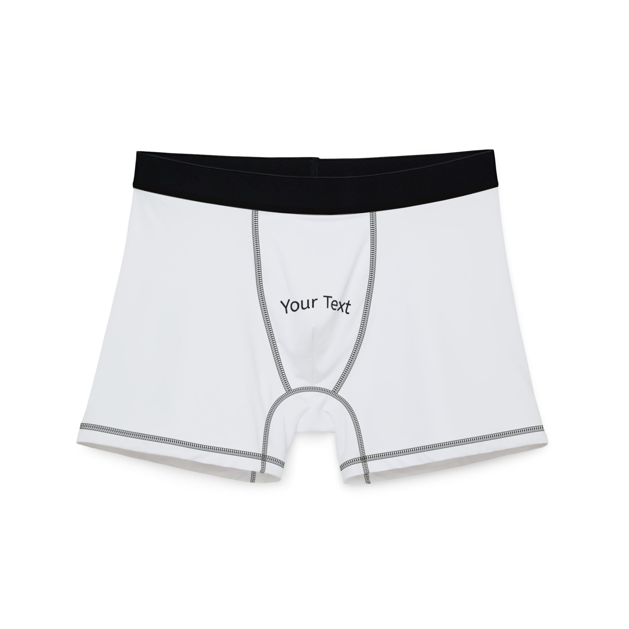 Custom Text Men's Boxer Briefs — Personalized White AOP Underwear