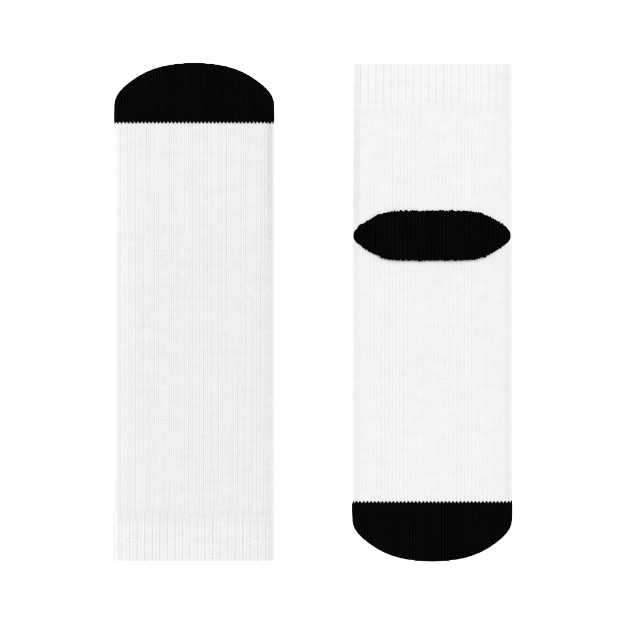 Custom Text Crew Socks — White Socks with Black Heel & Toe