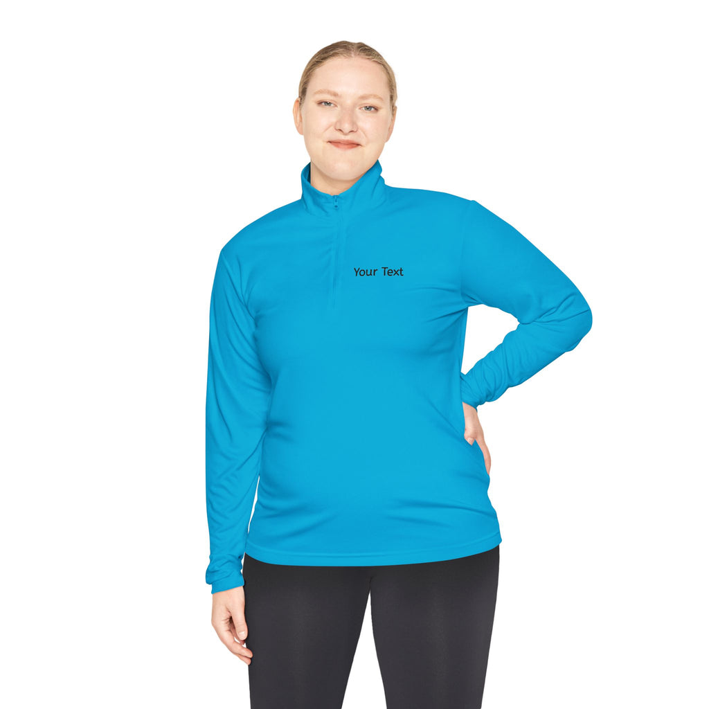Customizable Quarter-Zip Pullover — Minimal 'Your Text' Chest Logo