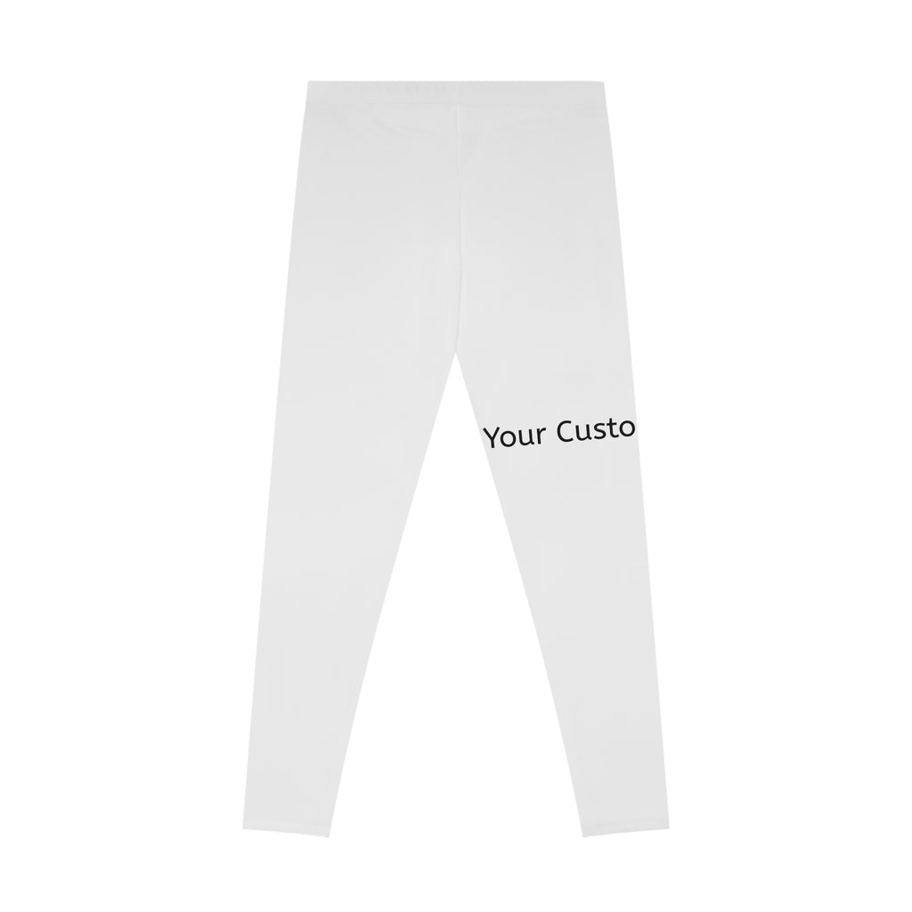 Custom Text White Stretchy Leggings — Personalized All-Over Print