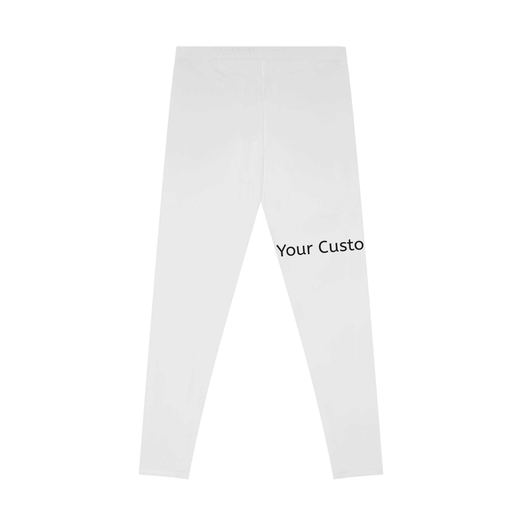 Custom Text White Stretchy Leggings — Personalized All-Over Print