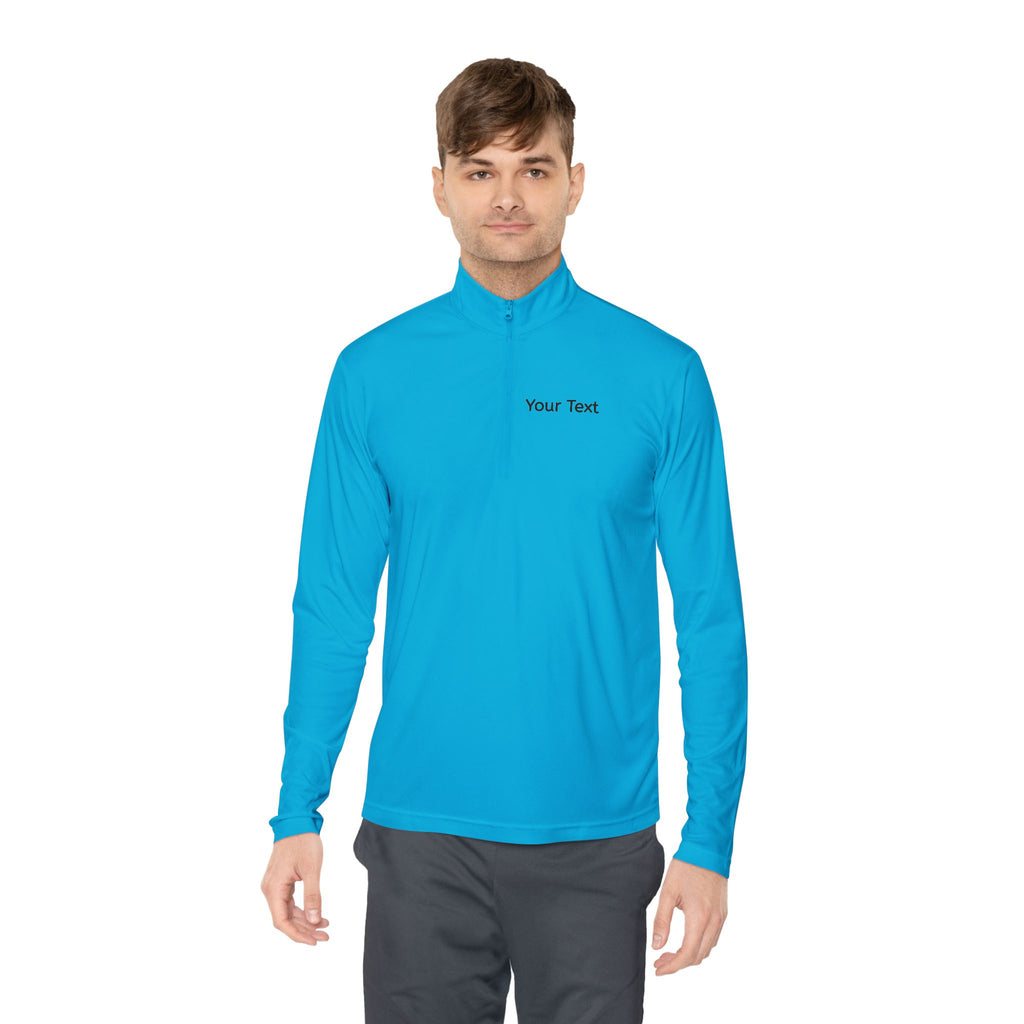 Customizable Quarter-Zip Pullover — Minimal 'Your Text' Chest Logo