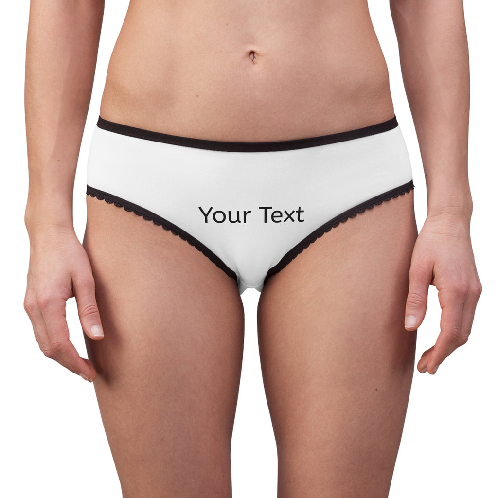 Customizable Women's Briefs — Personalized 'Your Text' Lace-Trim Underwear