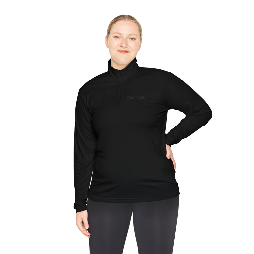 Customizable Quarter-Zip Pullover — Minimal 'Your Text' Chest Logo