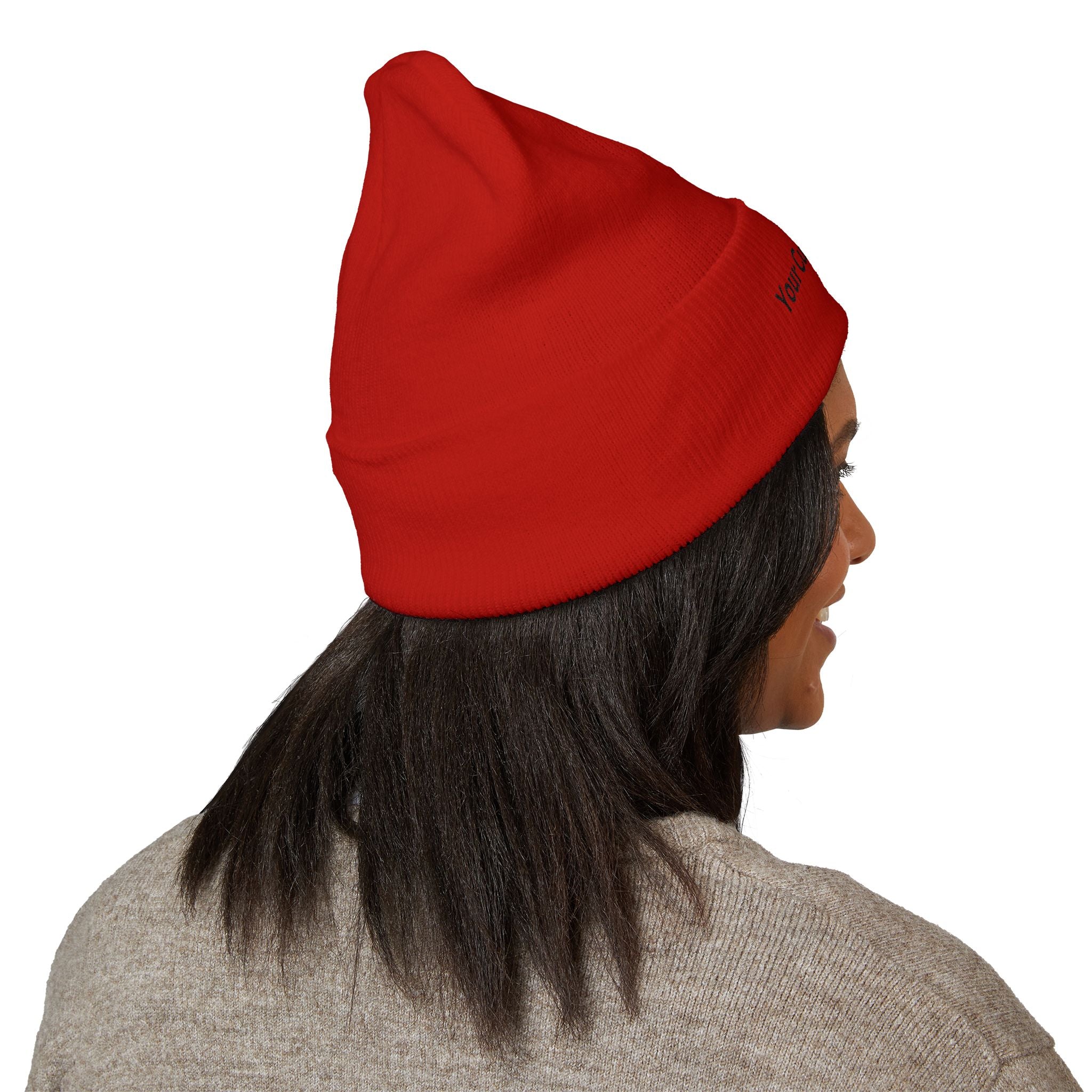 Embroidered Classic Cuffed Beanie — Custom Text Knit Hat