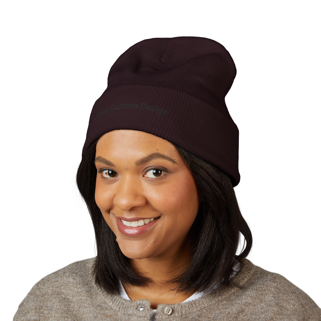 Embroidered Classic Cuffed Beanie — Custom Text Knit Hat
