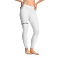Custom Text White Stretchy Leggings — Personalized All-Over Print