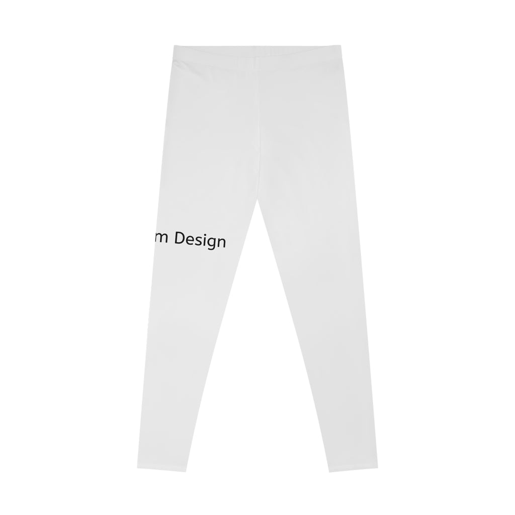 Custom Text White Stretchy Leggings — Personalized All-Over Print