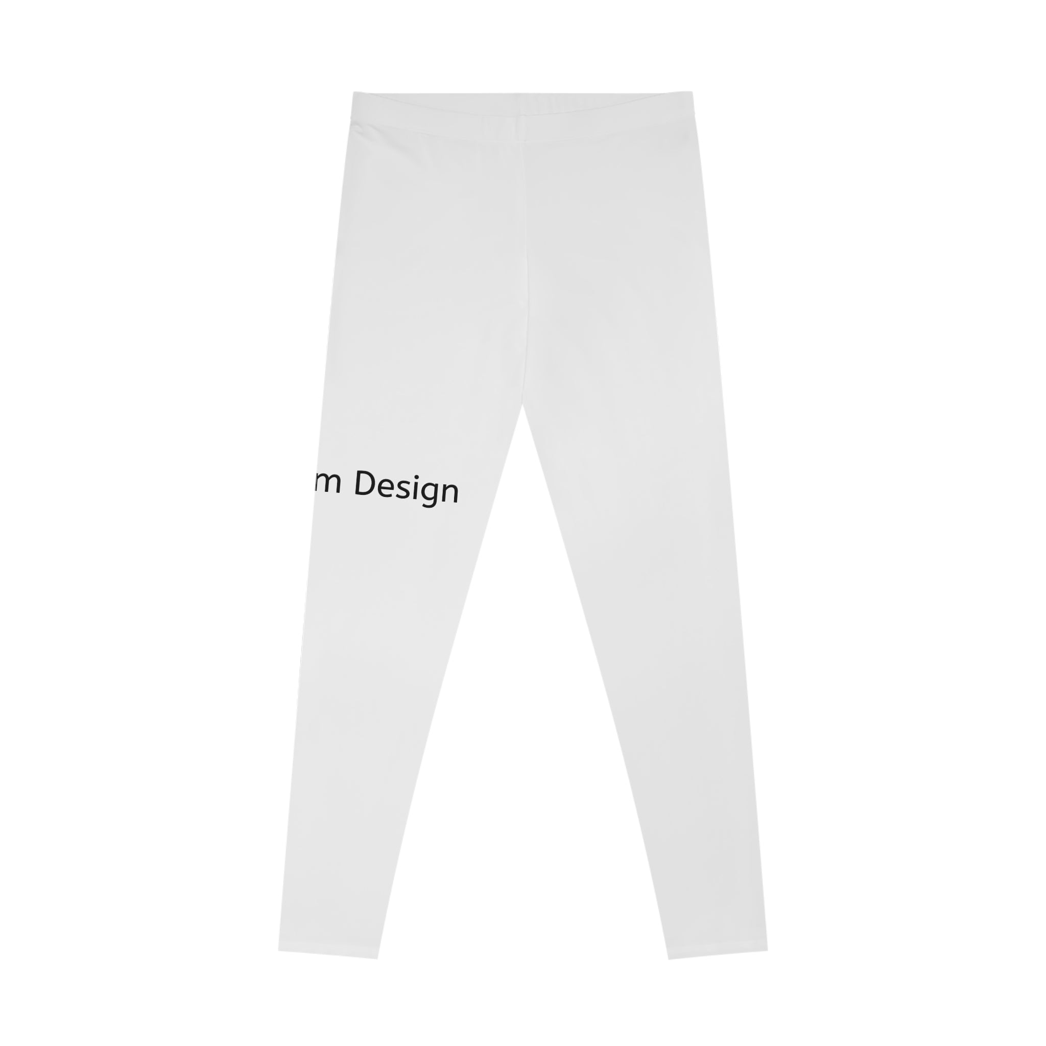 Custom Text White Stretchy Leggings — Personalized All-Over Print