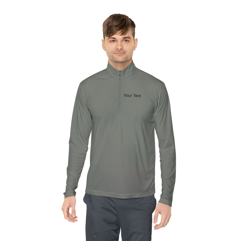 Customizable Quarter-Zip Pullover — Minimal 'Your Text' Chest Logo
