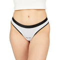 Customizable Women's Thong – White with Black Trim, Personalized Text Option