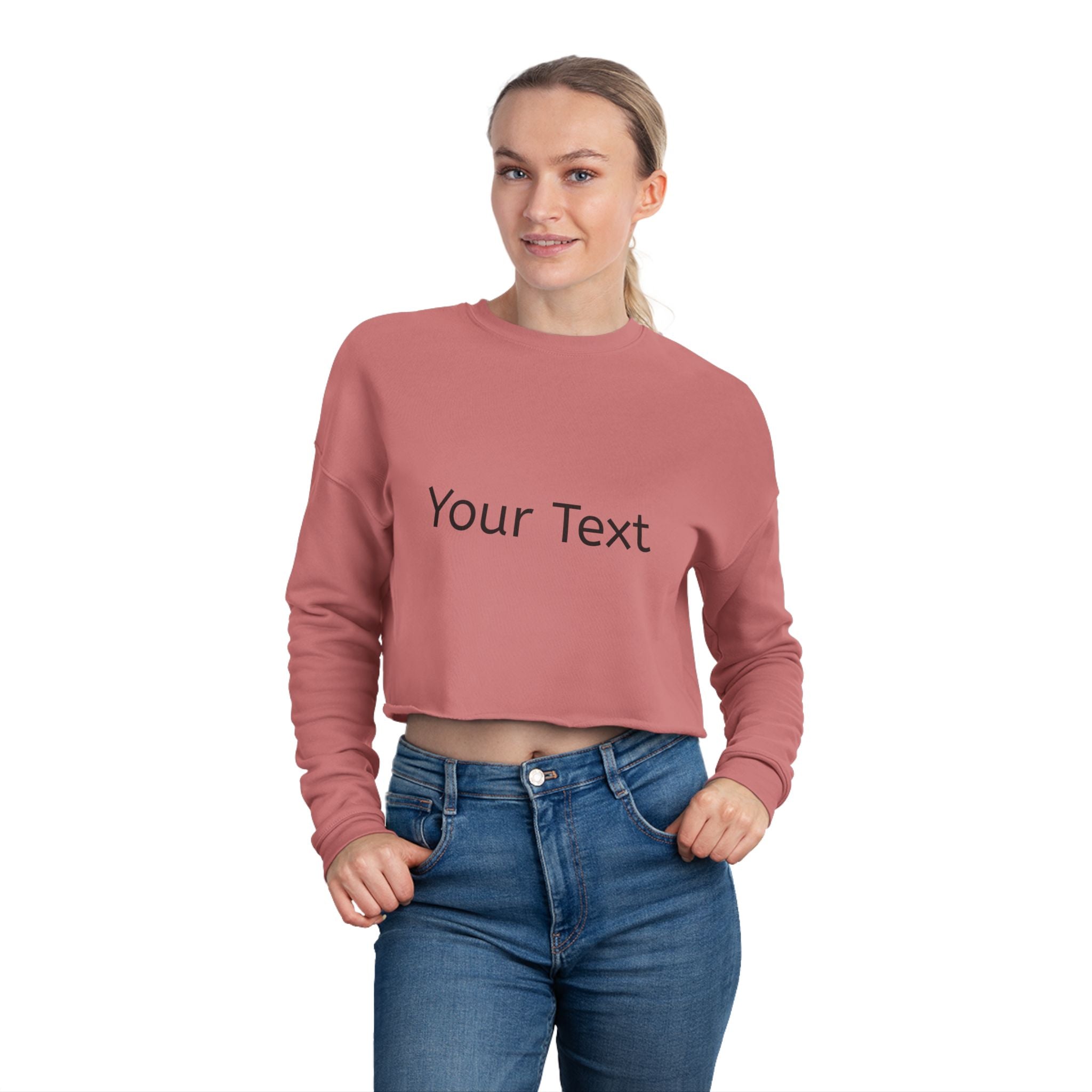 Custom Women's Cropped Sweatshirt - Personalized 'Your Text' Cozy Crop Top