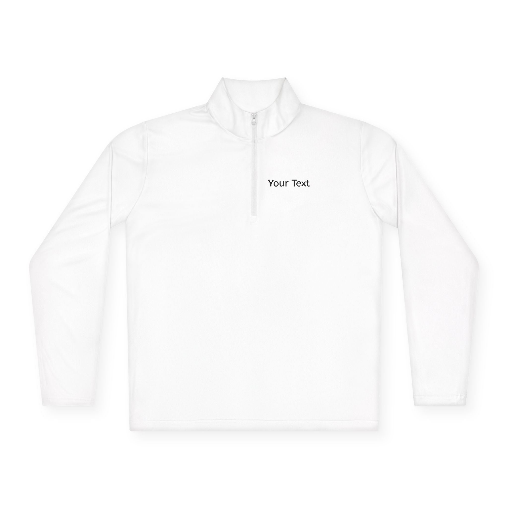Customizable Quarter-Zip Pullover — Minimal 'Your Text' Chest Logo