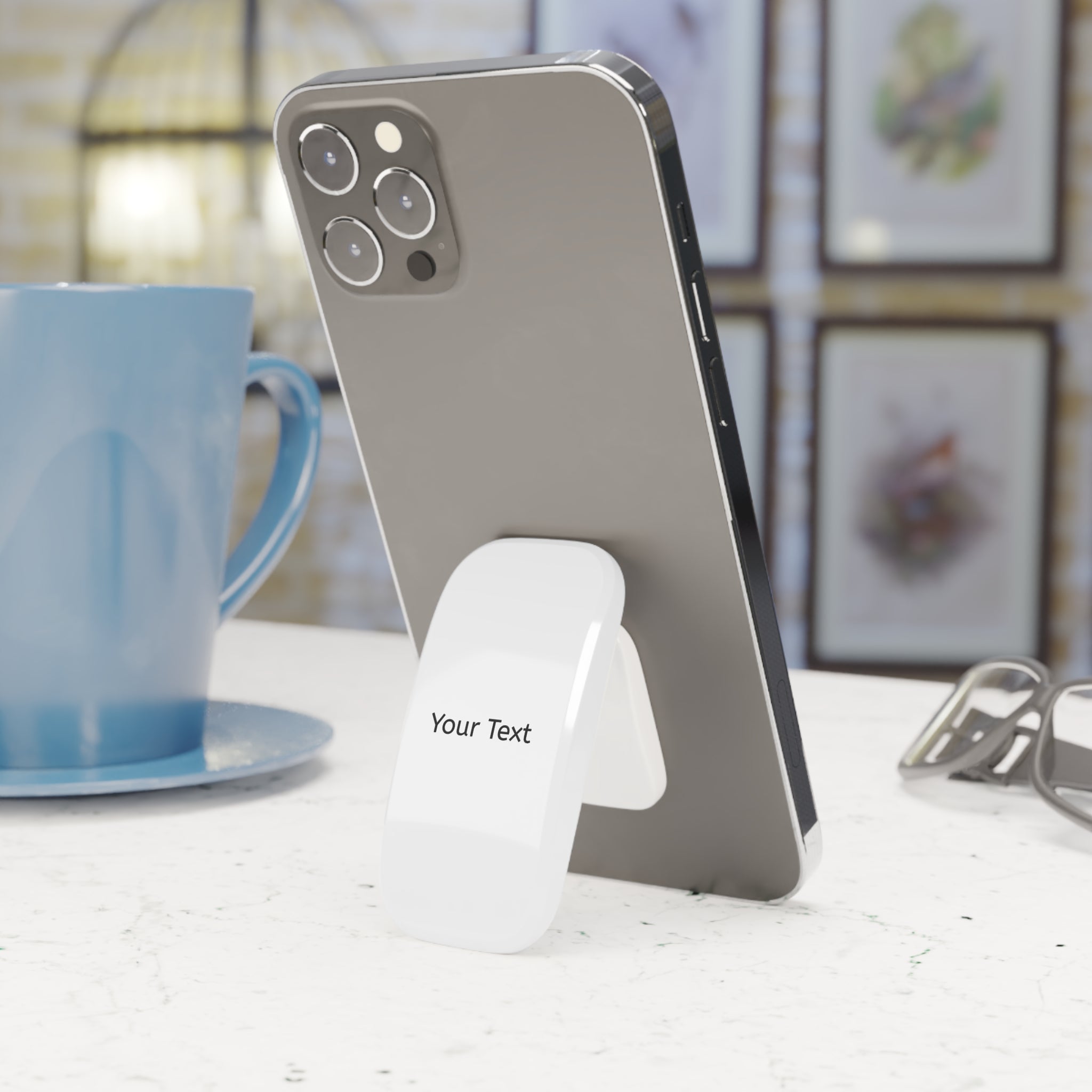 Custom Phone Grip Stand — Personalized Click-On Phone Grip with Text