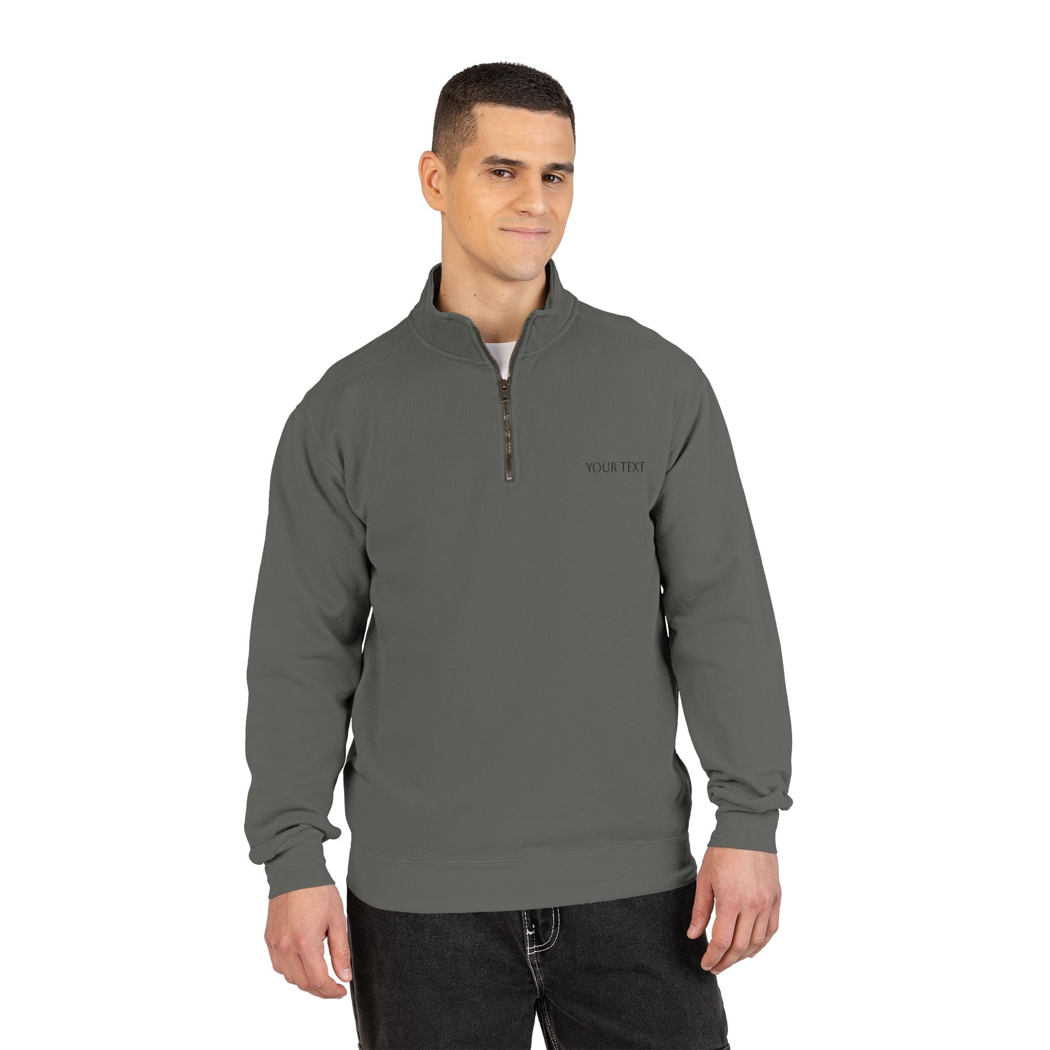 Quarter-Zip Sweatshirt – Minimalist Gray Casual Pullover