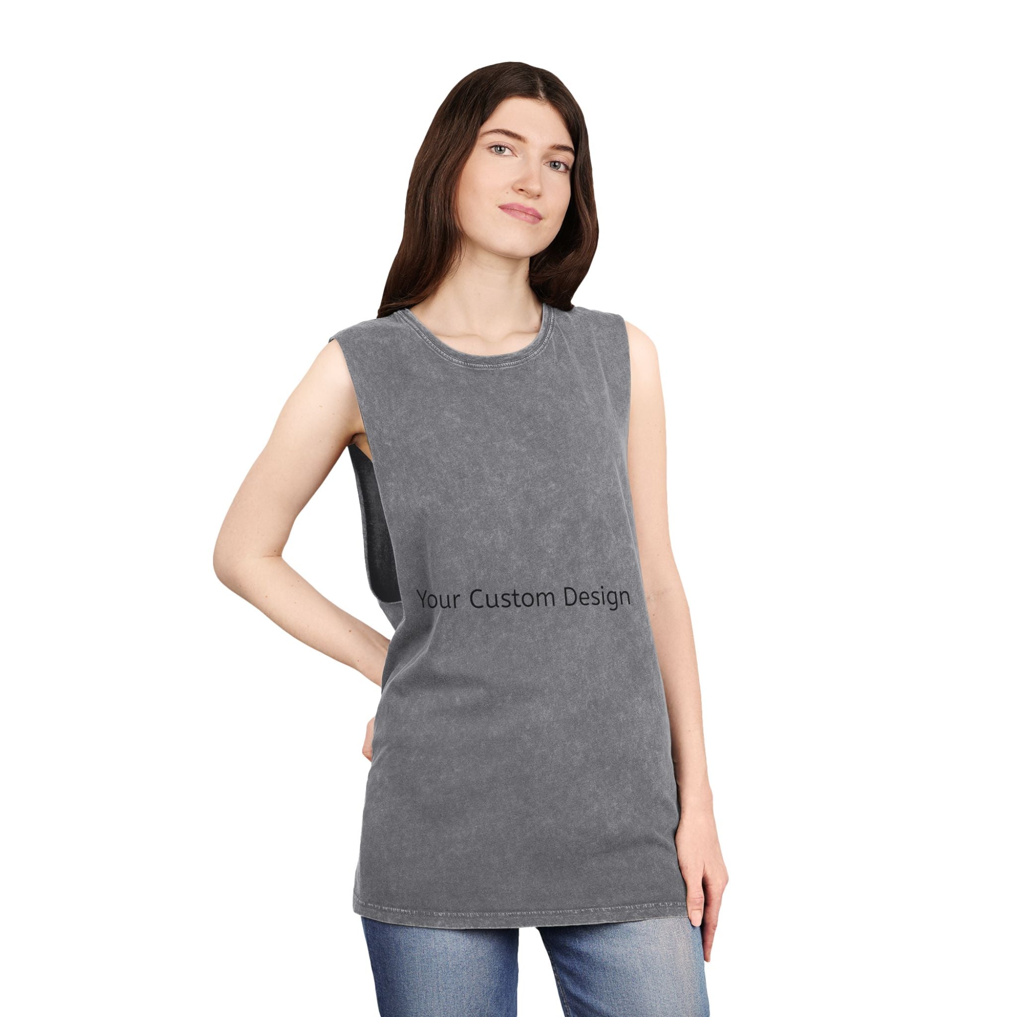 Stonewash Muscle Tank Top — Vintage Black Sleeveless Tee