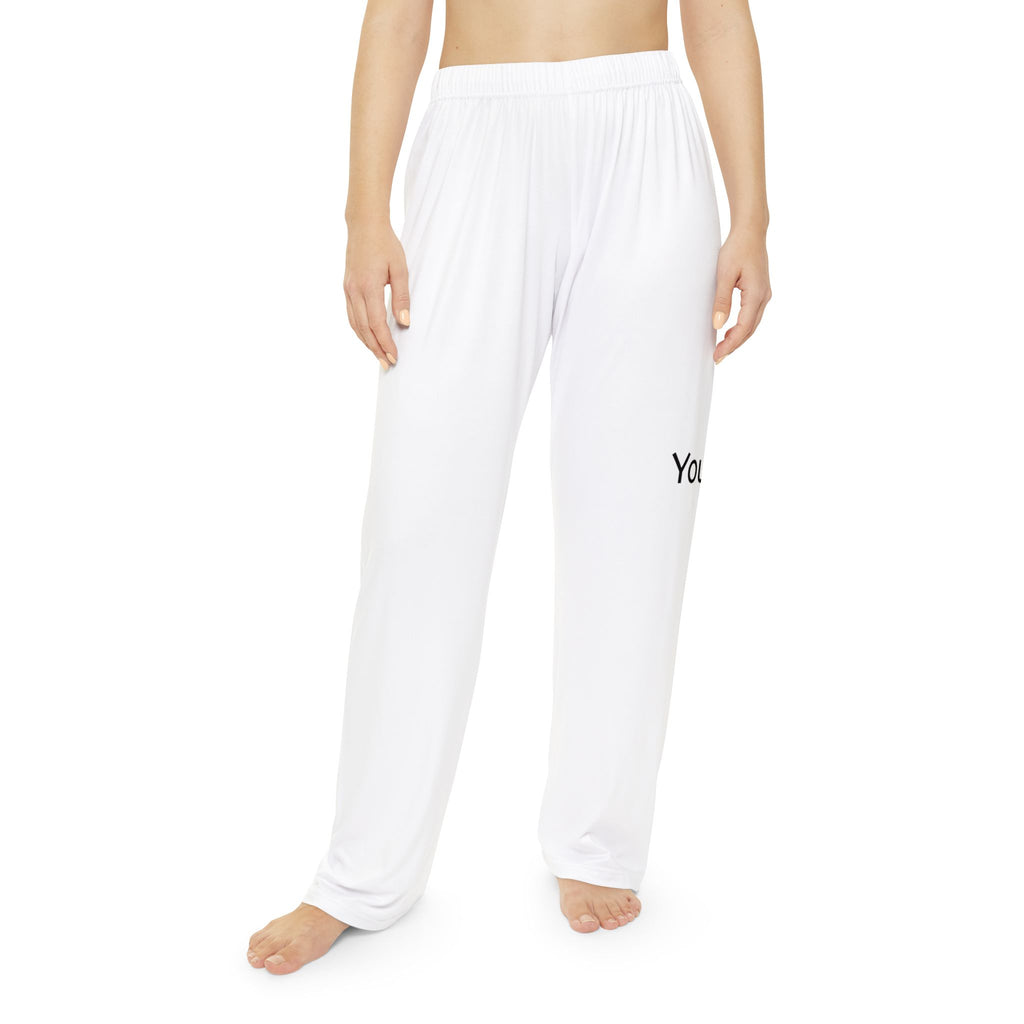 Women's White Personalized Pajama Pants — Custom Text Sleep Lounge Pants