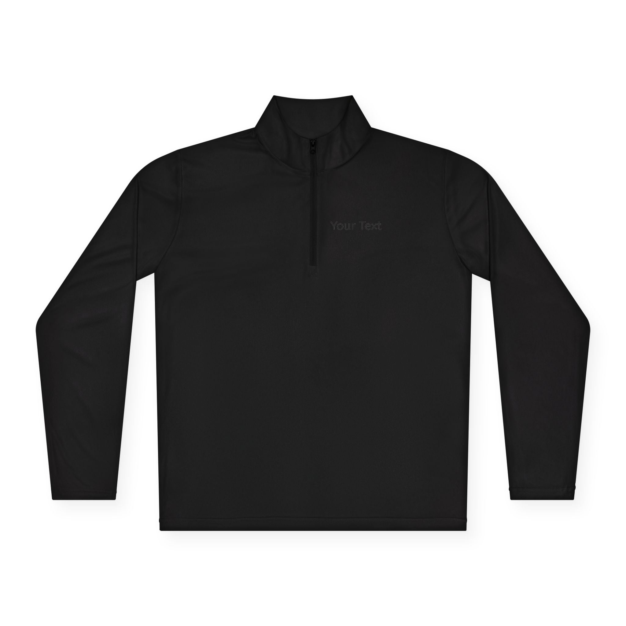 Customizable Quarter-Zip Pullover — Minimal 'Your Text' Chest Logo