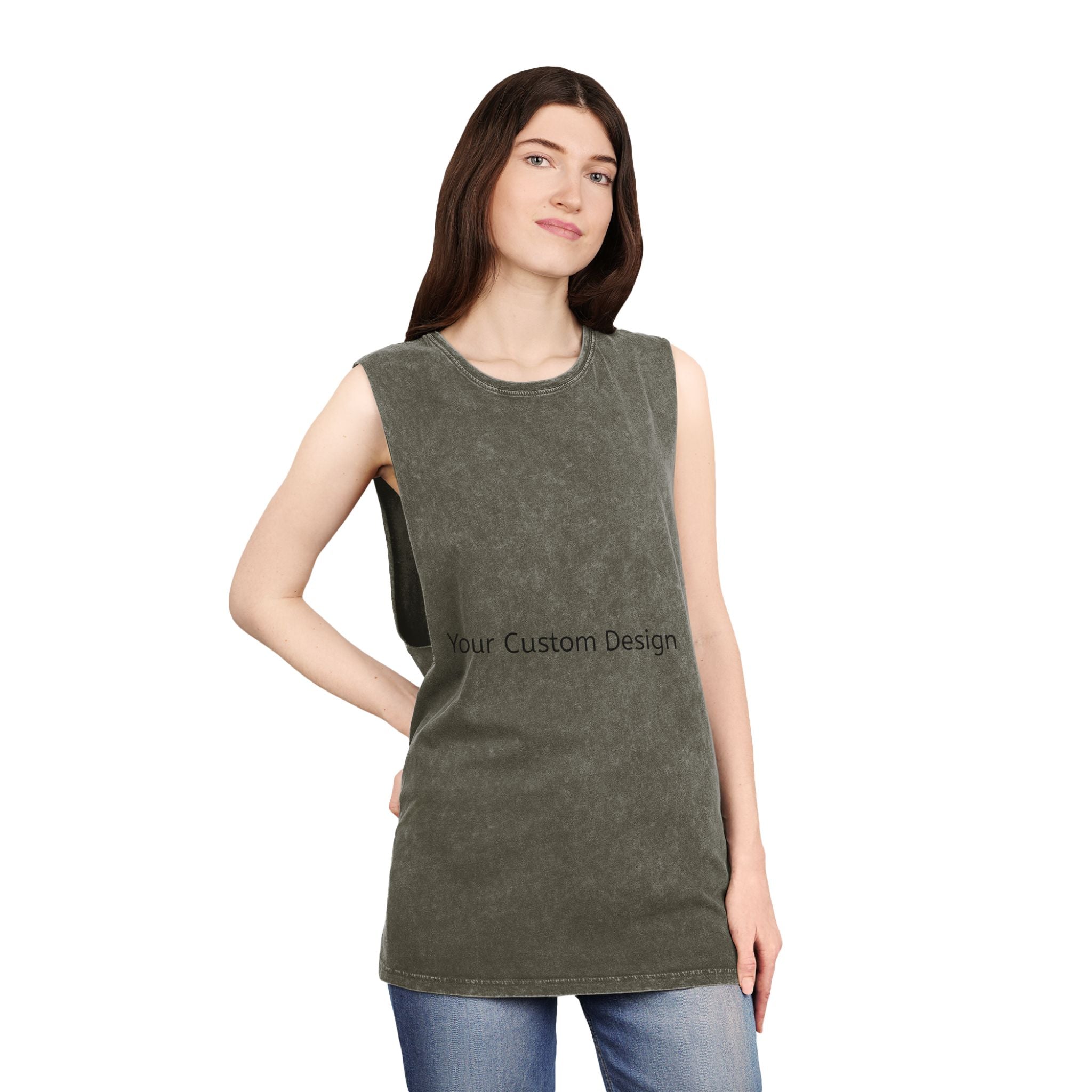 Stonewash Muscle Tank Top — Vintage Black Sleeveless Tee