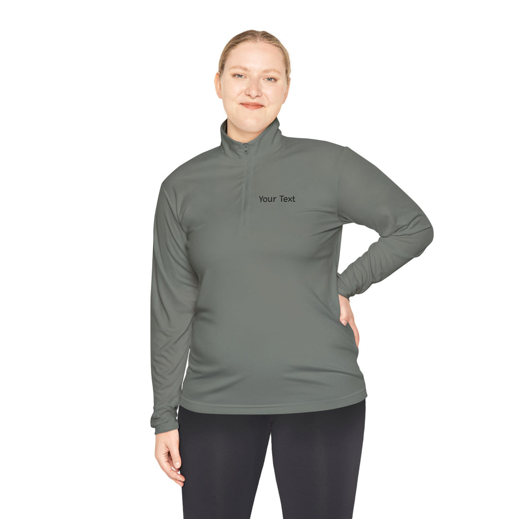 Customizable Quarter-Zip Pullover — Minimal 'Your Text' Chest Logo