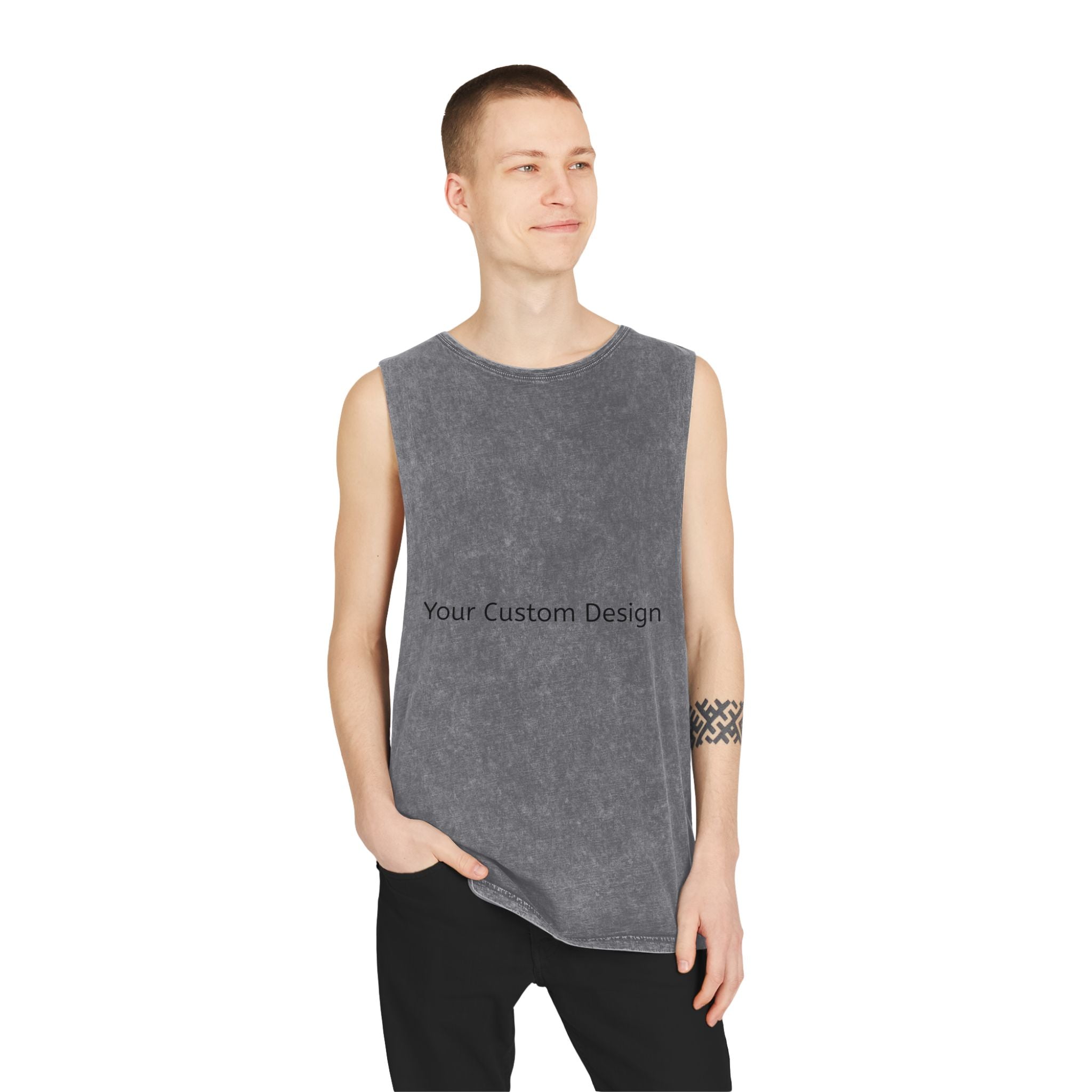 Stonewash Muscle Tank Top — Vintage Black Sleeveless Tee