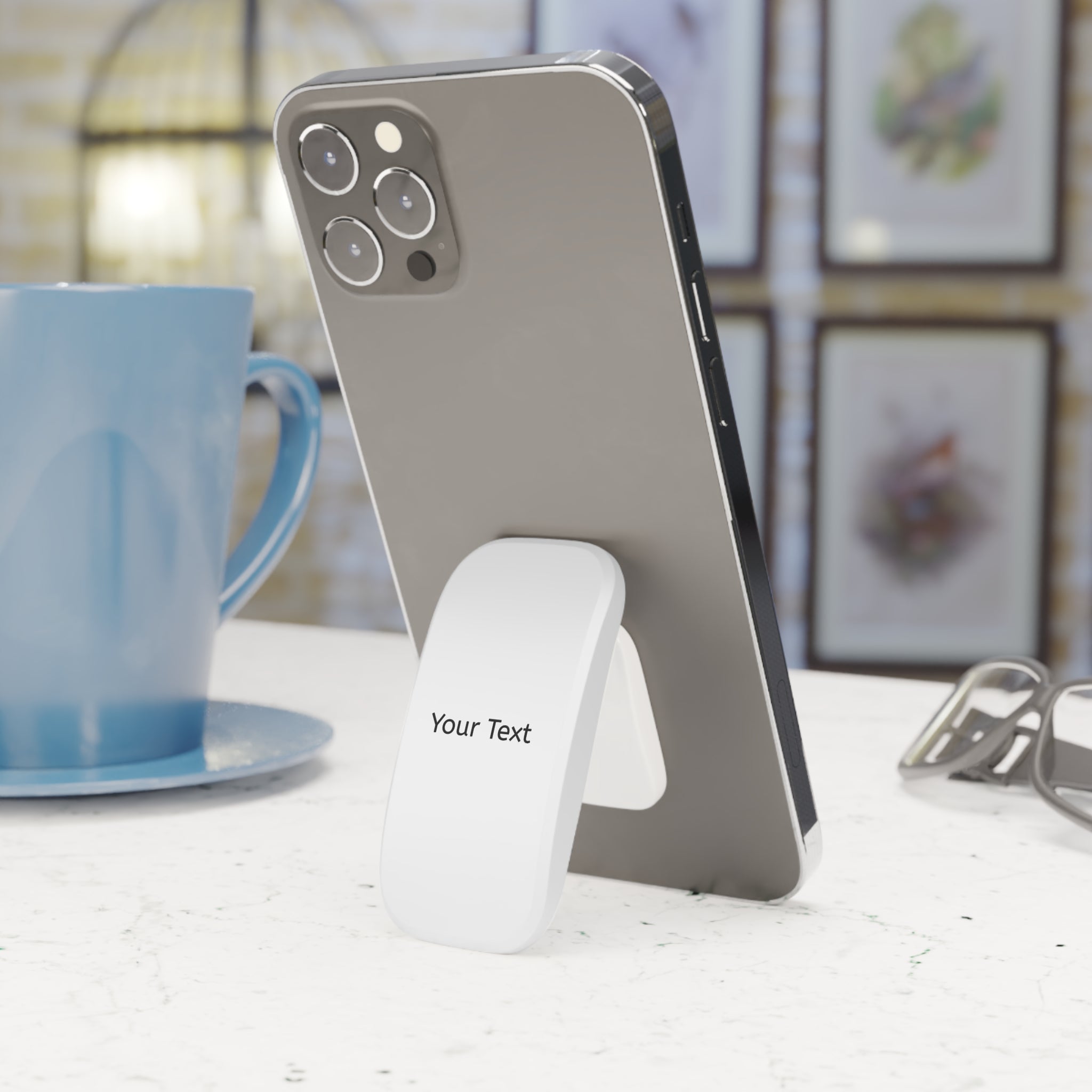 Custom Phone Grip Stand — Personalized Click-On Phone Grip with Text