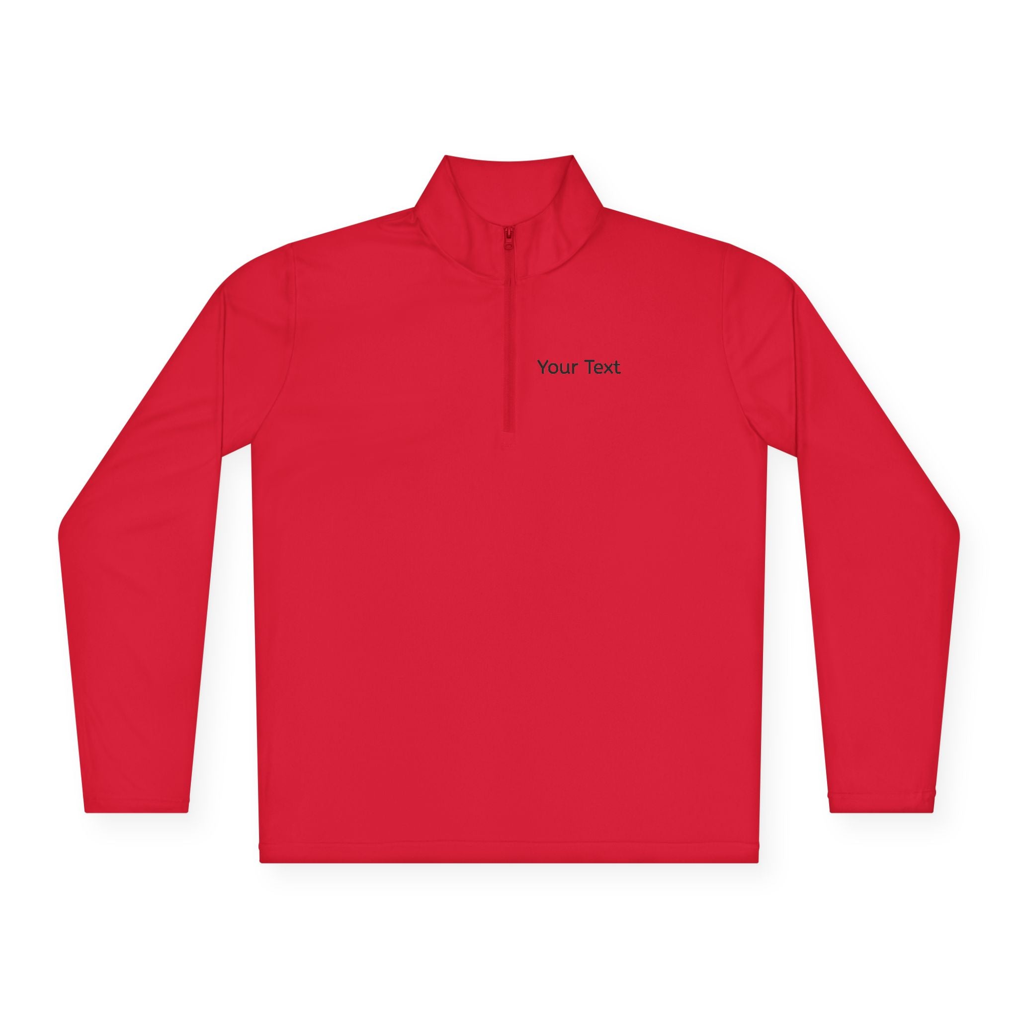 Customizable Quarter-Zip Pullover — Minimal 'Your Text' Chest Logo