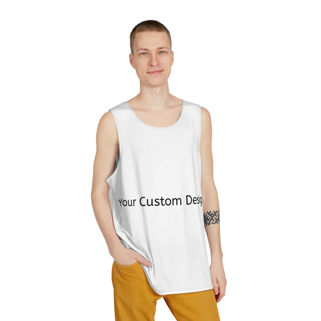 Men's White All-Over Print Tank Top — Minimal Casual Summer Muscle Tee