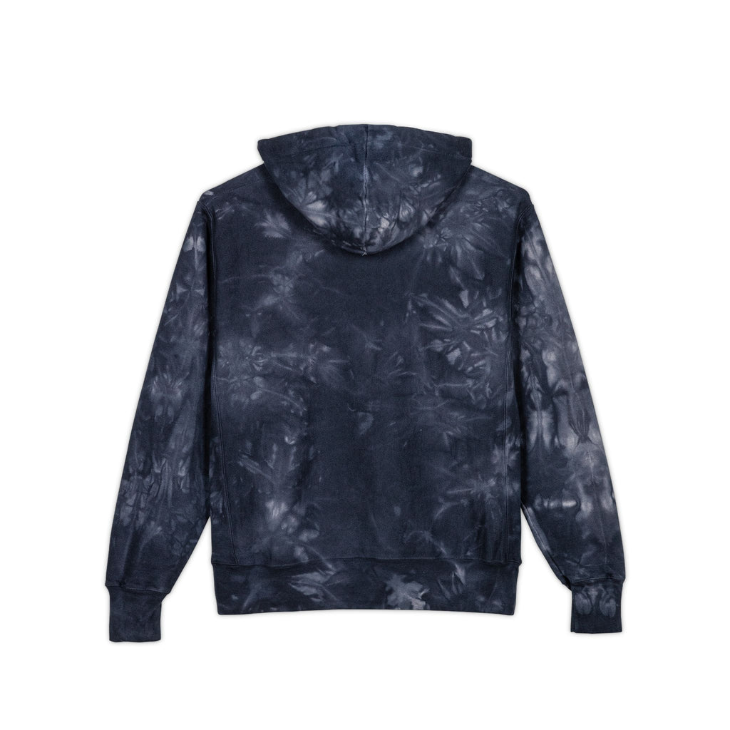 Tie-Dye Embroidered Hoodie — Black Washed Champion Style