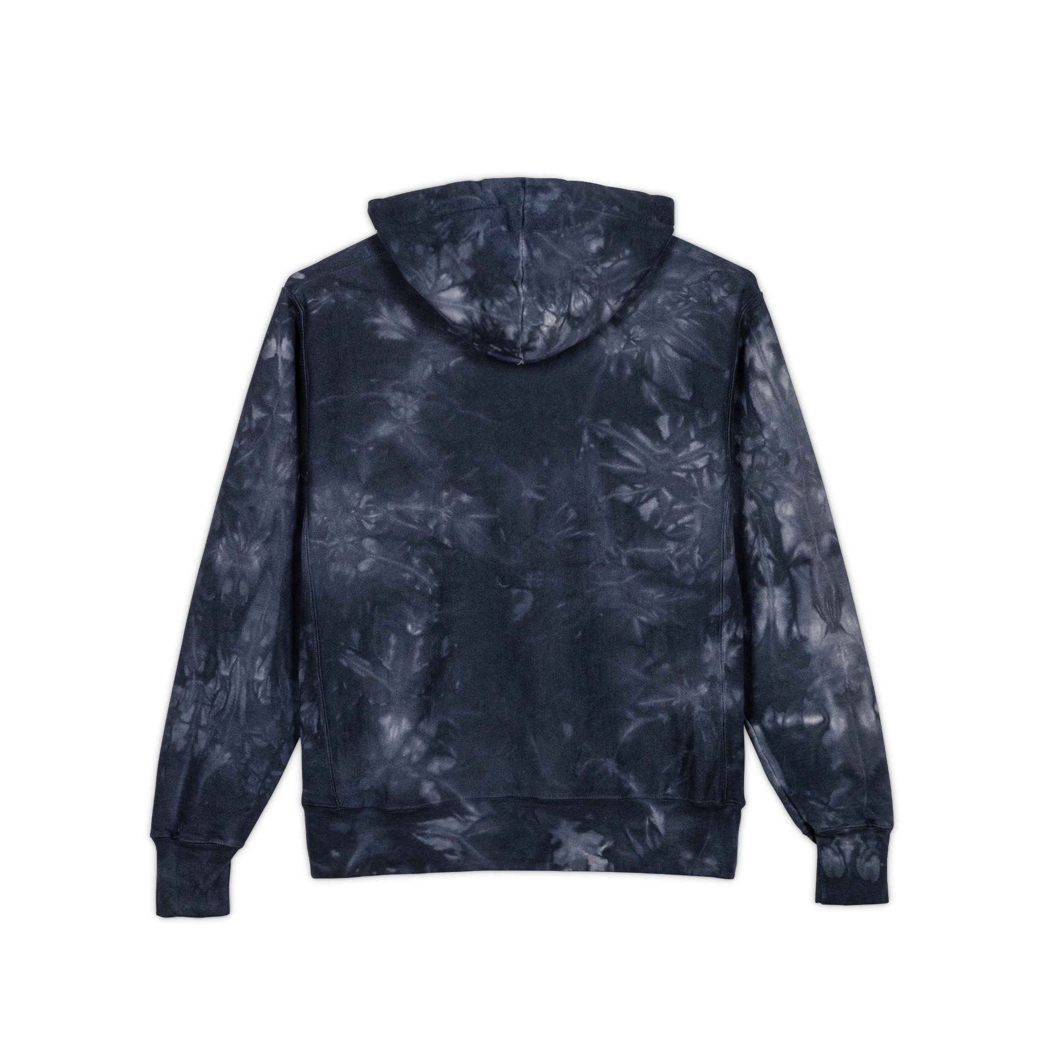 Tie-Dye Embroidered Hoodie — Black Washed Champion Style