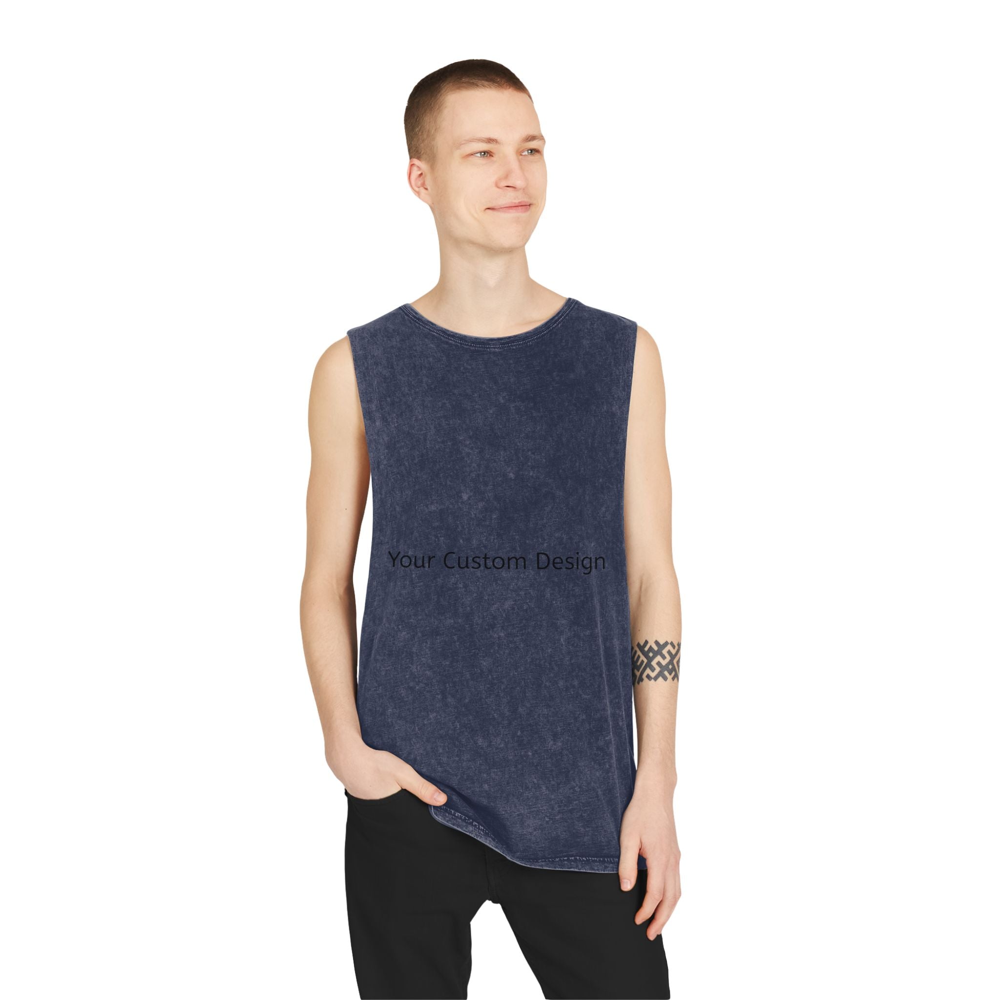 Stonewash Muscle Tank Top — Vintage Black Sleeveless Tee
