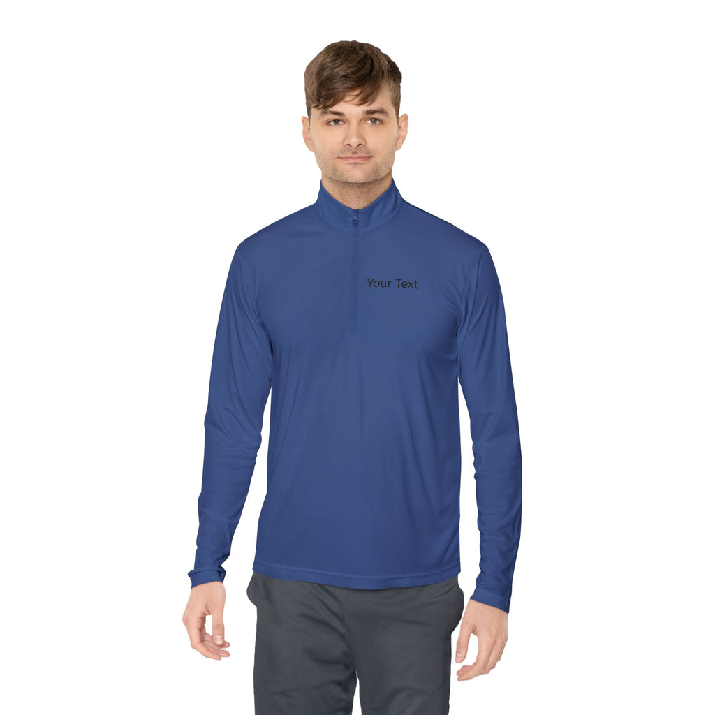 Customizable Quarter-Zip Pullover — Minimal 'Your Text' Chest Logo