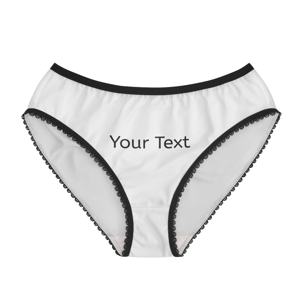 Customizable Women's Briefs — Personalized 'Your Text' Lace-Trim Underwear