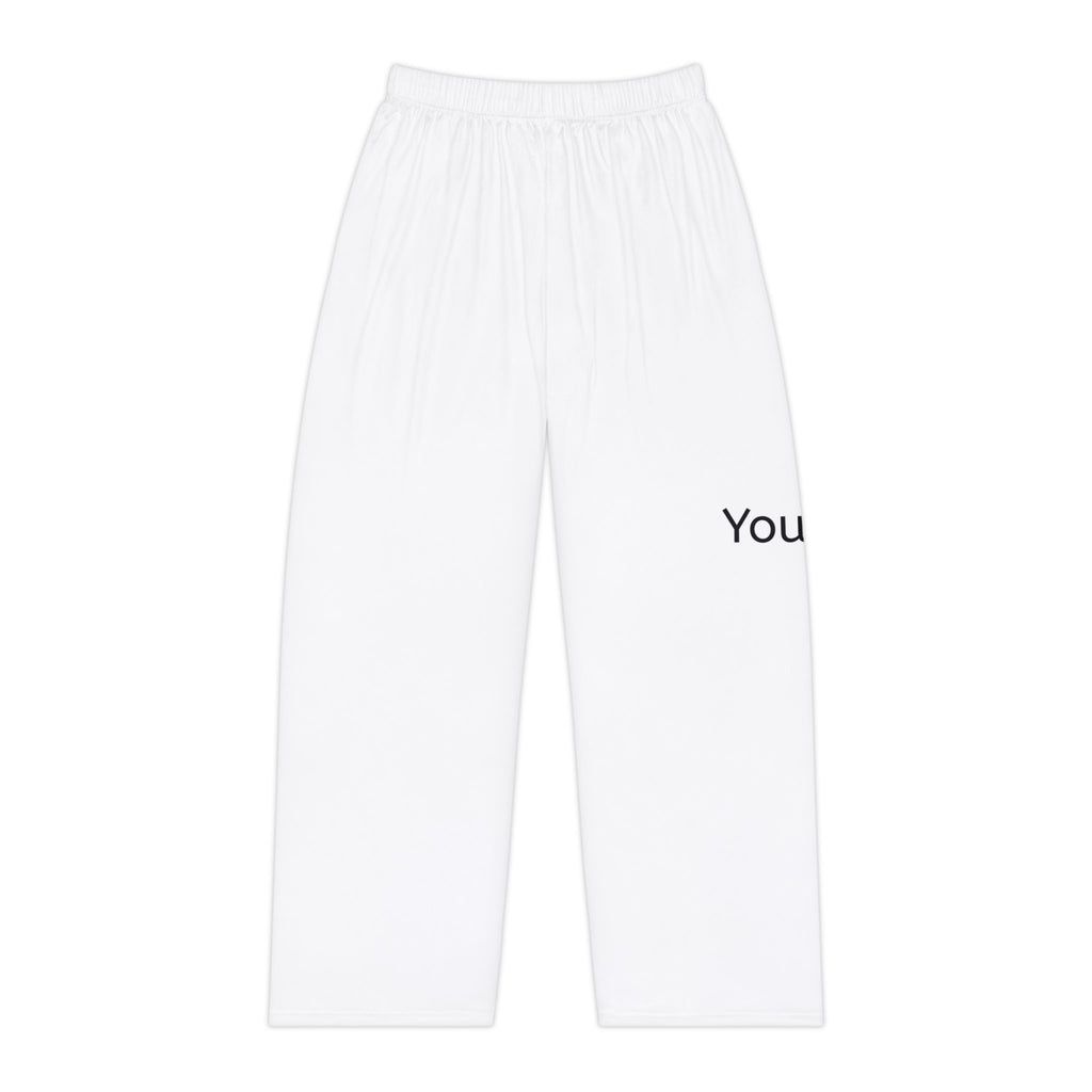 Women's White Personalized Pajama Pants — Custom Text Sleep Lounge Pants