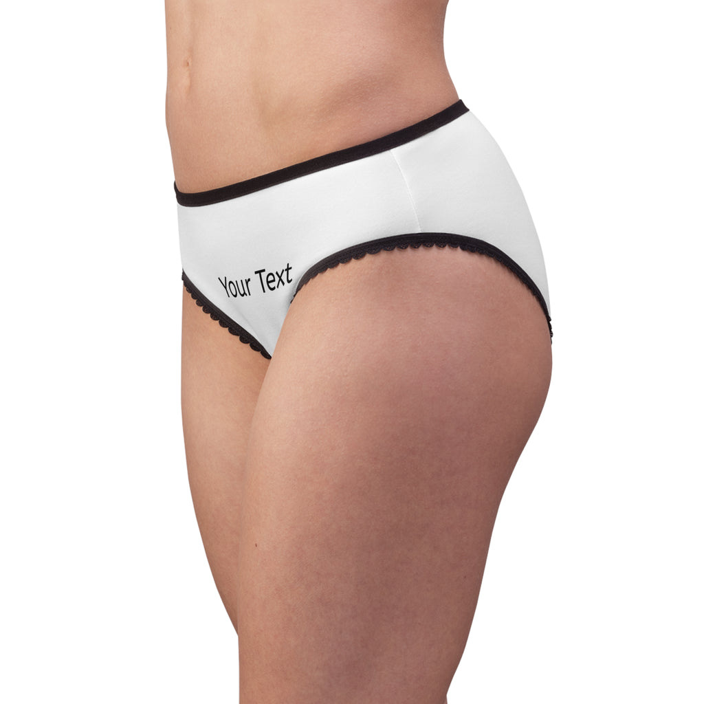 Customizable Women's Briefs — Personalized 'Your Text' Lace-Trim Underwear